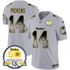 Steelers Arch Smoke 50th Anniversary Of Super Bowl IX Patch Vapor Limited Jersey – All Stitched – Gray – George Pickens Jersey