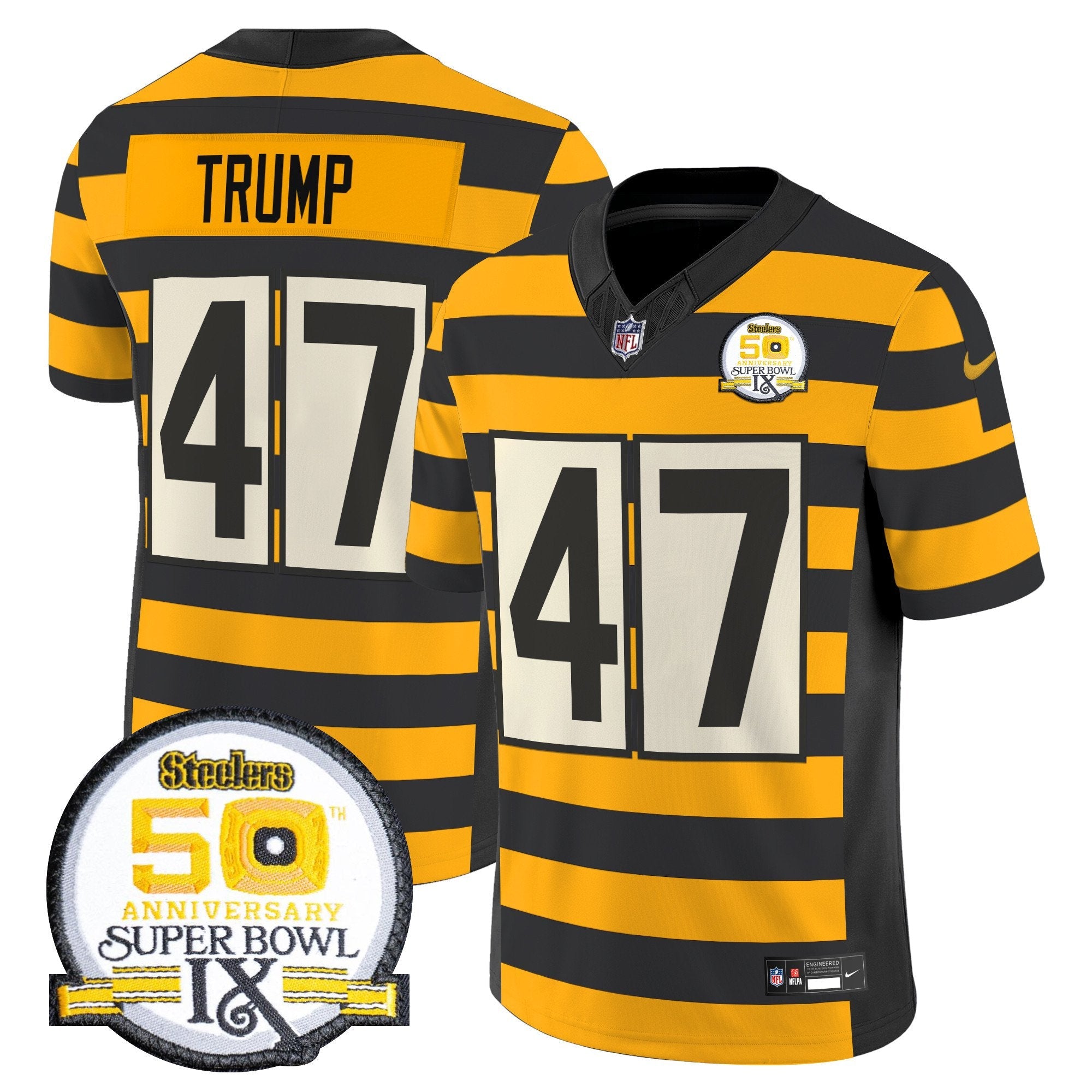 Pittsburgh Steelers Throwback 2024 Vapor Limited Jersey – All Stitched – Bumble Bee – Donald Trump Jersey