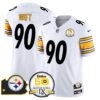 Steelers 50th Anniversary Of Super Bowl IX & Map Patch Vapor Limited Jersey – All Stitched – White – T. J. Watt Jersey