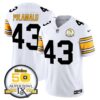 Pittsburgh Steelers Throwback 2024 Vapor Limited Jersey – All Stitched – 1975 White – Troy Polamalu Jersey