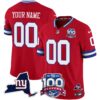 New York Giants 100th Season & State Patch Vapor Limited Custom Jersey – All Stitched – Red Jersey