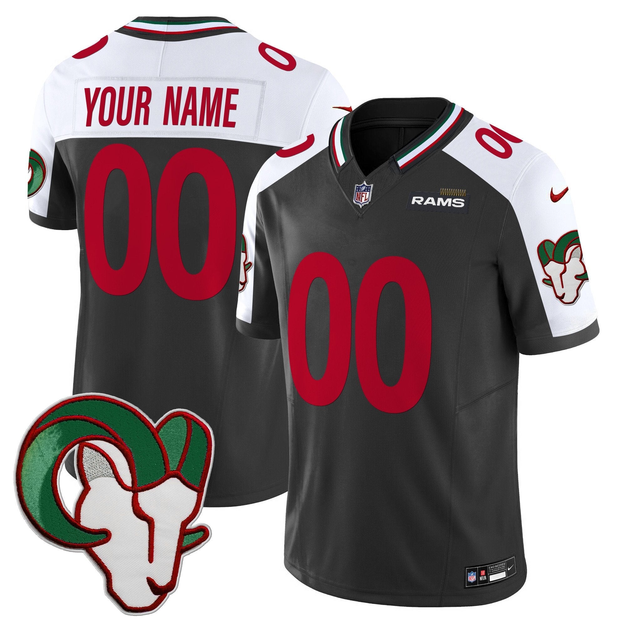 Rams Mexico Vapor Limited Custom Jersey – All Stitched – Black Alternate Jersey