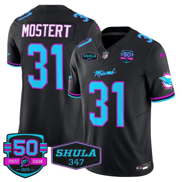 Dolphins “Miami Vice” Vapor Limited Jersey V4 – All Stitched – Black – Raheem Mostert Jersey