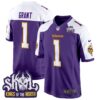 Minnesota Vikings King Of The North Patch Throwback Game Jersey – All Stitched – Purple Alternate – Bud Grant Jersey