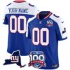 New York Giants 100th Season & State Patch Vapor Limited Custom Jersey – All Stitched – Royal Alternate Jersey