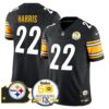 Steelers 50th Anniversary Of Super Bowl IX & Map Patch Vapor Limited Jersey – All Stitched – Black – Najee Harris Jersey