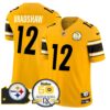 Steelers 50th Anniversary Of Super Bowl IX & Map Patch Vapor Limited Jersey – All Stitched – Gold – Terry Bradshaw Jersey