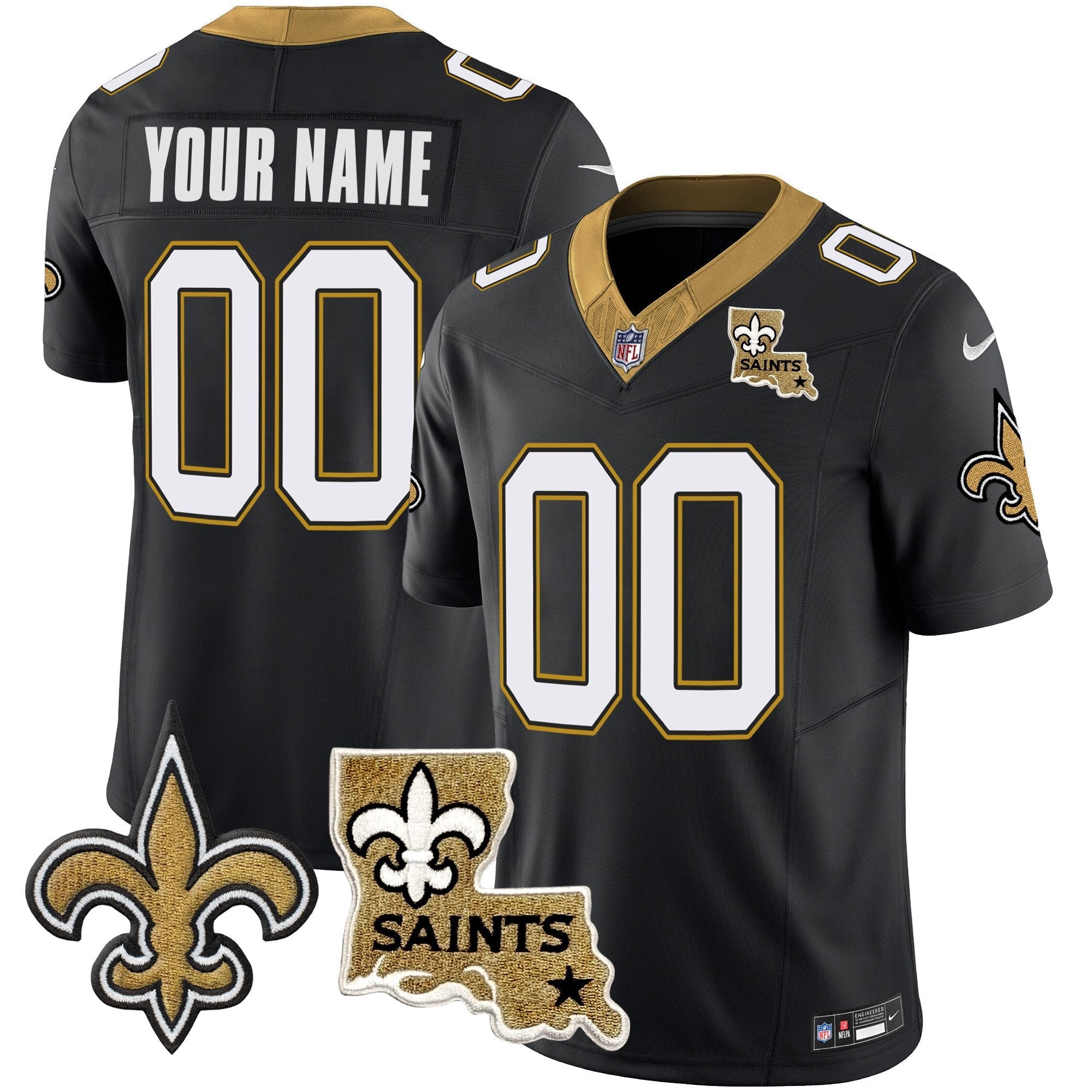 Saints 1987 Legacy Vapor Custom Jersey V2 – All Stitched – Black Jersey