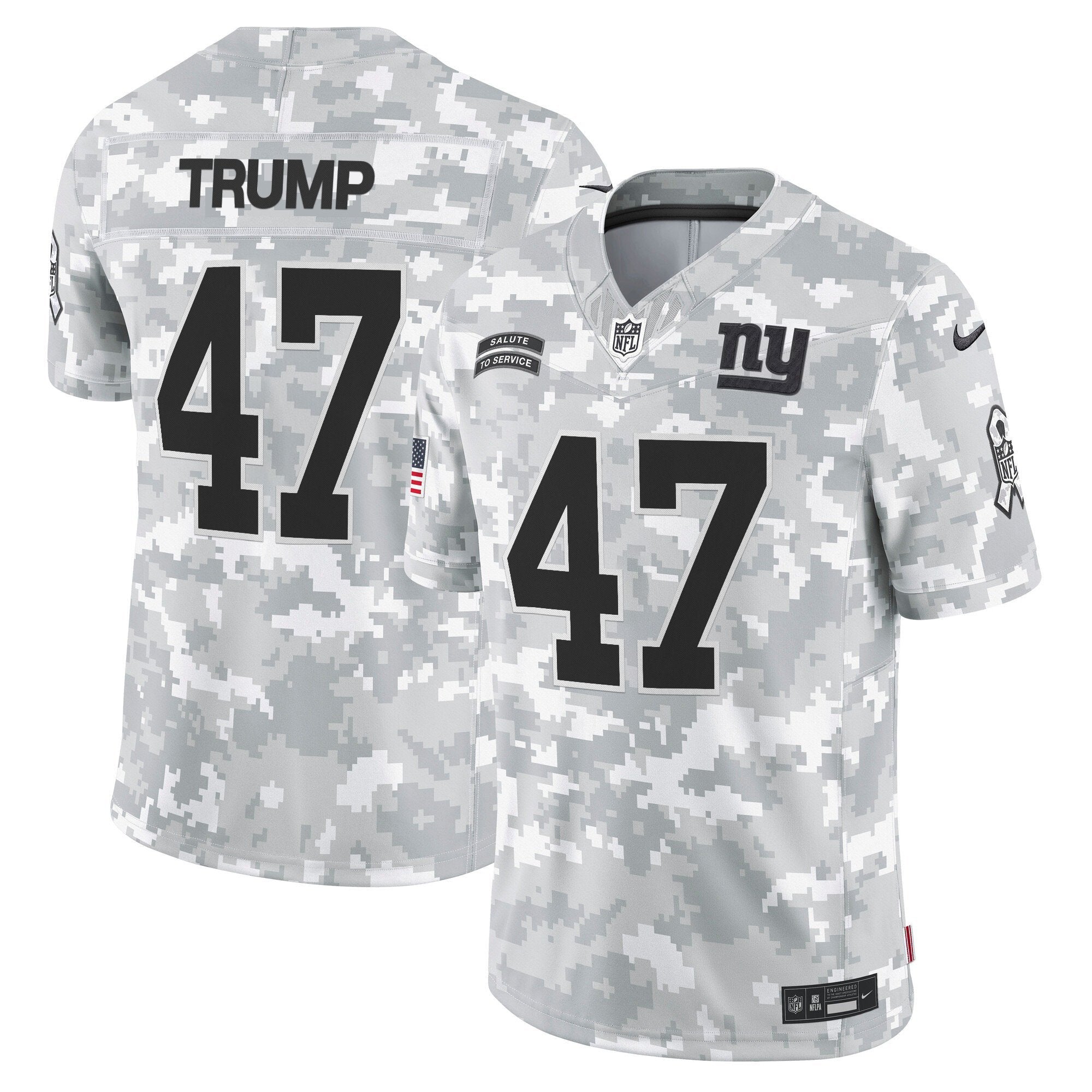 New York Giants 2024 Salute to Service Vapor Limited Jersey – Arctic Camo – All stitched – Donald Trump Jersey