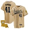 Saints 1987 Legacy Cool Base Jersey – All Stitched – Gold – Alvin Kamara Jersey