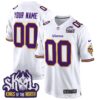 Minnesota Vikings King Of The North Patch Throwback Game Custom Jersey – All Stitched – White Jersey