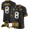 New York Giants 100th Season & State Patch Gold Vapor Limited Jersey – All Stitched – Black Limited – Daniel Jones Jersey