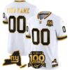 New York Giants 100th Season & State Patch Gold Vapor Limited Custom Jersey – All Stitched – White Gold Jersey