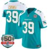 Dolphins Gold Trim Vapor Limited Jersey – All Stitched – Aqua Alternate – Larry Csonka Jersey