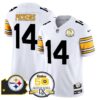 Steelers 50th Anniversary Of Super Bowl IX & Map Patch Vapor Limited Jersey – All Stitched – 1975 White – George Pickens Jersey