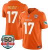 Dolphins Gold Trim Vapor Limited Jersey – All Stitched – Orange – Jaylen Waddle Jersey