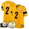 Steelers 50th Anniversary Of Super Bowl IX & Map Patch Vapor Limited Jersey – All Stitched – Gold – Justin Fields Jersey