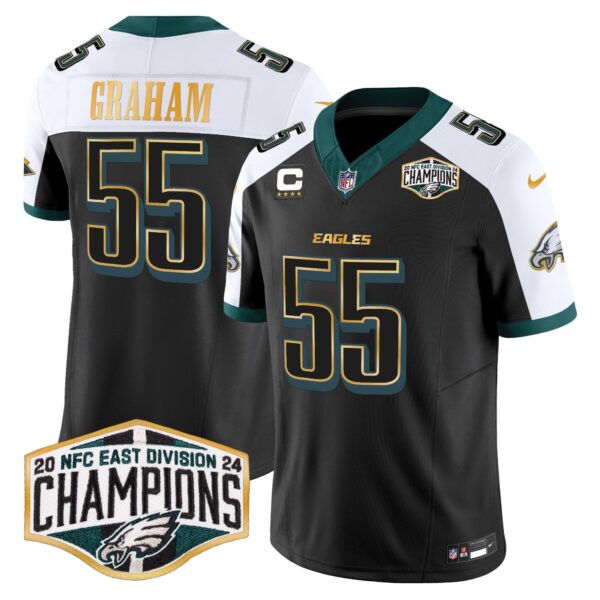 Eagles 2024 NFC East Division Champions Gold Trim Vapor Limited Jersey – All Stitched – Black Alternate – Brandon Graham Jersey