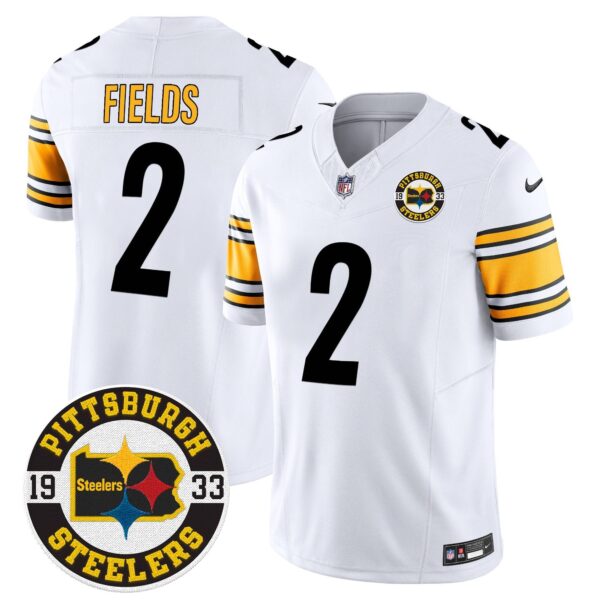 Steelers 2024 Vapor Limited Jersey – Est 1933 Patch – All Stitched – White – Justin Fields Jersey