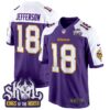 Minnesota Vikings King Of The North Patch Throwback Game Jersey – All Stitched – Purple Alternate – Justin Jefferson Jersey