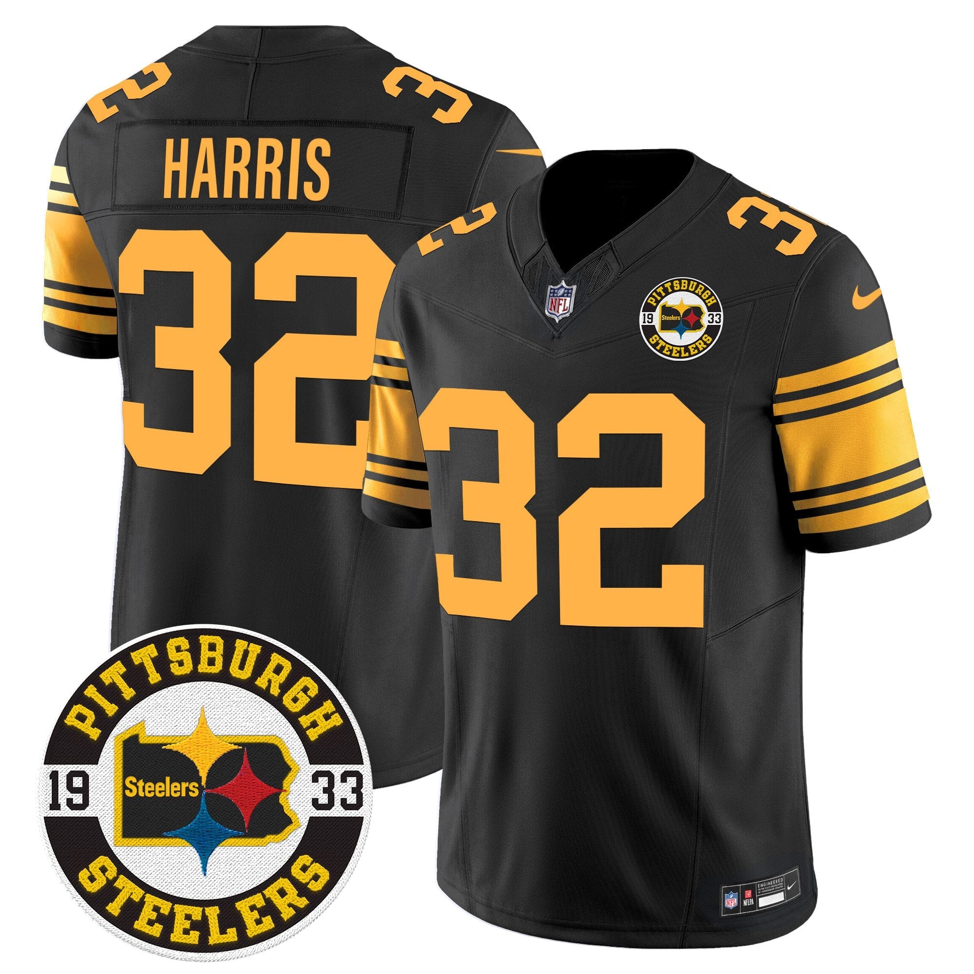 Steelers 2024 Vapor Limited Jersey – Est 1933 Patch – All Stitched – Color Rush – Franco Harris Jersey