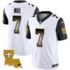 Saints 1987 Legacy Arch Smoke Jersey – All Stitched – Black Sleeves – Taysom Hill Jersey