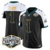 Eagles 2024 NFC East Division Champions Gold Trim Vapor Limited Jersey – All Stitched – Black Alternate – Jalen Hurts Jersey