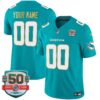Dolphins Gold Trim Vapor Limited Custom Jersey – All Stitched – Aqua Jersey