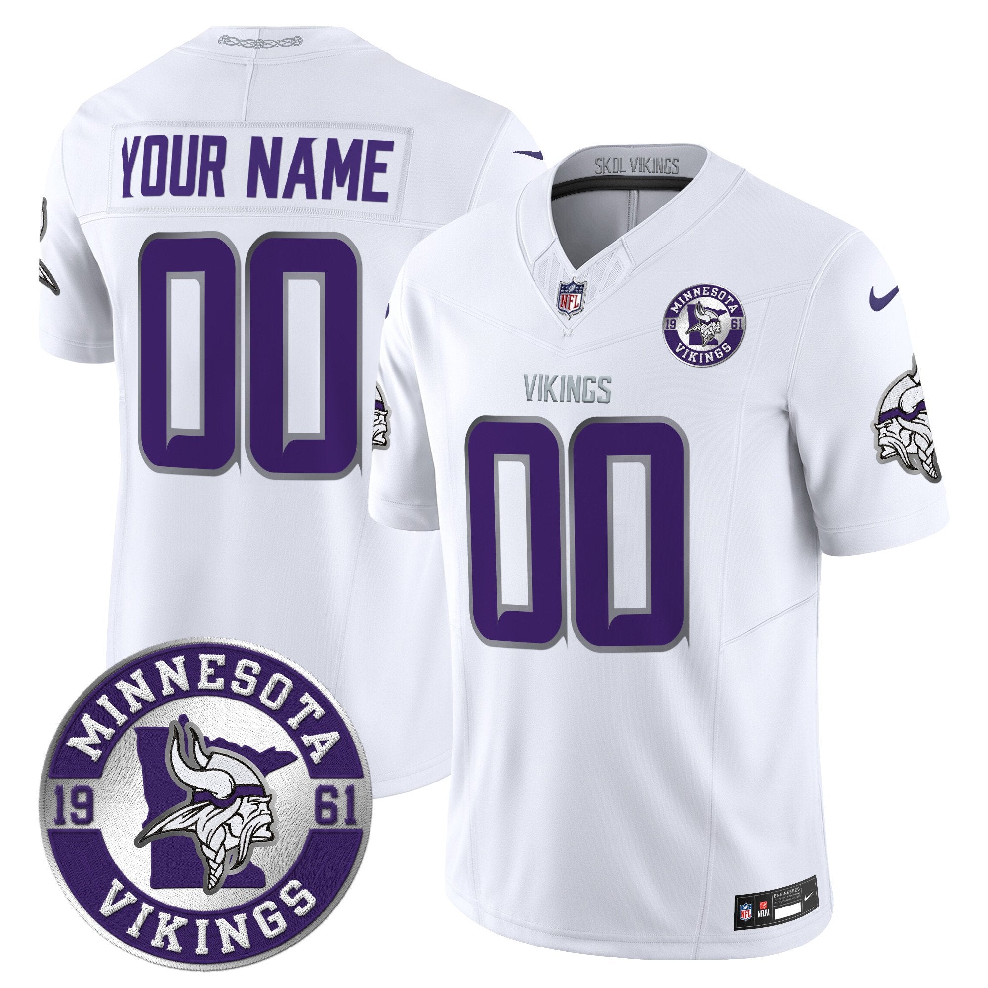 Minnesota Vikings 2024 Vapor Limited Custom Jersey V2 – Est. 1961 Patch – All Stitched – Winter Warrior Jersey