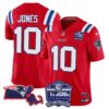 Patriots Bill Belichick 6x Champions Patch Vapor Jersey – All Stitched – Red – Mac Jones Jersey