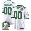 Eagles Jerome Brown Patch Kelly Green Game Custom Jersey – All Stitched – Kelly White Jersey