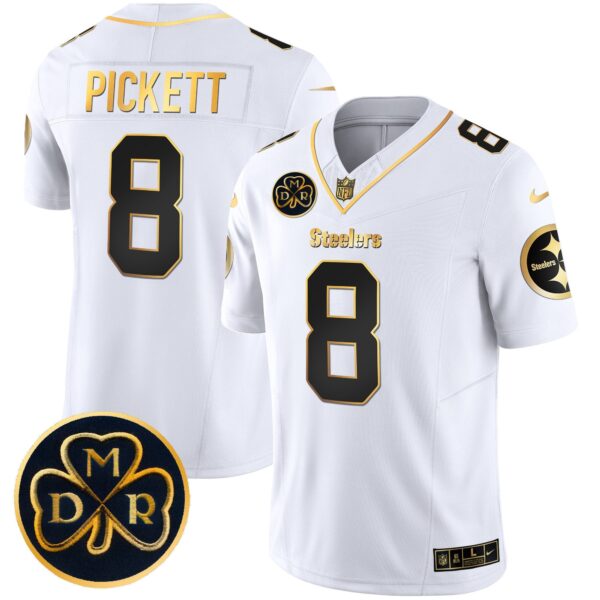 Steelers DMR Patch Gold Vapor Limited Jersey – All Stitched – White Gold – Kenny Pickett Jersey