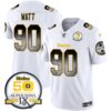 Steelers Arch Smoke 50th Anniversary Of Super Bowl IX Patch Vapor Limited Jersey – All Stitched – White – T. J. Watt Jersey