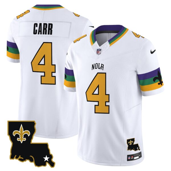 Saints 2024 New Orleans City Vapor Limited Jersey – All Stitched – White – Derek Carr Jersey