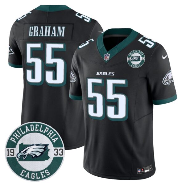 Eagles 2024 Vapor Limited Jersey – Est. 1933 Patch – All Stitched – Black – Brandon Graham Jersey
