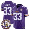 Minnesota Vikings 2024 Vapor Limited Jersey V2 – Est. 1961 Patch – All Stitched – Purple – Aaron Jones Jersey