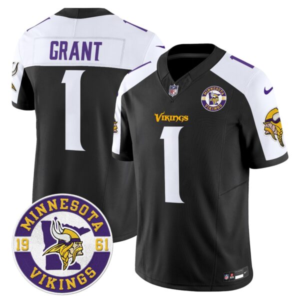Minnesota Vikings 2024 Vapor Limited Jersey V2 – Est. 1961 Patch – All Stitched – Black Alternate – Bud Grant Jersey