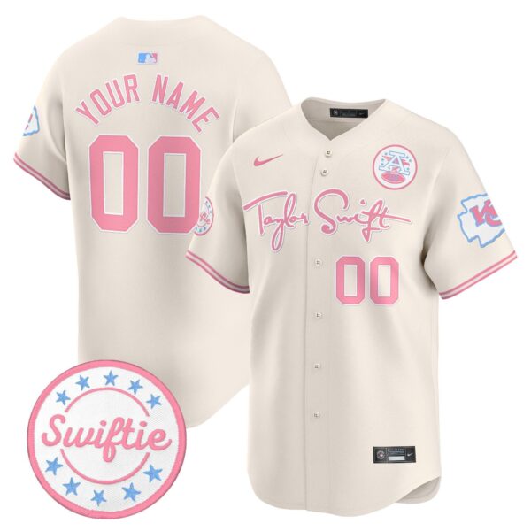 Chiefs Taylor Swift Bubblegum Pink Vapor Premier Limited Custom Jersey – All Stitched – Cream Jersey