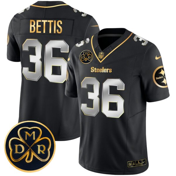 Steelers DMR Patch Gold Vapor Limited Jersey – All Stitched – Black Limited – Jerome Bettis Jersey