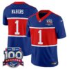 New York Giants ‘Century Red’ 100th Season Commemorative Vapor Jersey – All Stitched – Royal – Malik Nabers Jersey