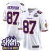 Minnesota Vikings King Of The North Patch Throwback Game Jersey – All Stitched – White – T.J. Hockenson Jersey