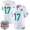 Dolphins Gold Trim Vapor Limited Jersey – All Stitched – White – Jaylen Waddle Jersey