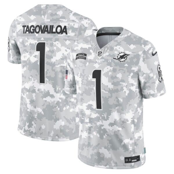 Miami Dolphins 2024 Salute to Service Vapor Limited Jersey – Arctic Camo – All Stitched – Tua Tagovailoa Jersey