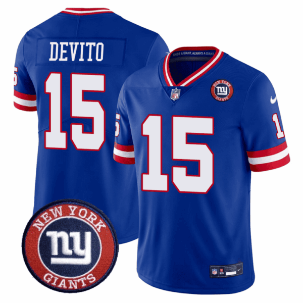 Giants Logo Patch Limited Jersey – All Stitched – Royal – Tommy DeVito Jersey