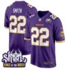 Minnesota Vikings King Of The North Patch Throwback Game Jersey – All Stitched – Purple – Harrison Smith Jersey