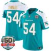 Dolphins Gold Trim Vapor Limited Jersey – All Stitched – Aqua Alternate – Zach Thomas Jersey