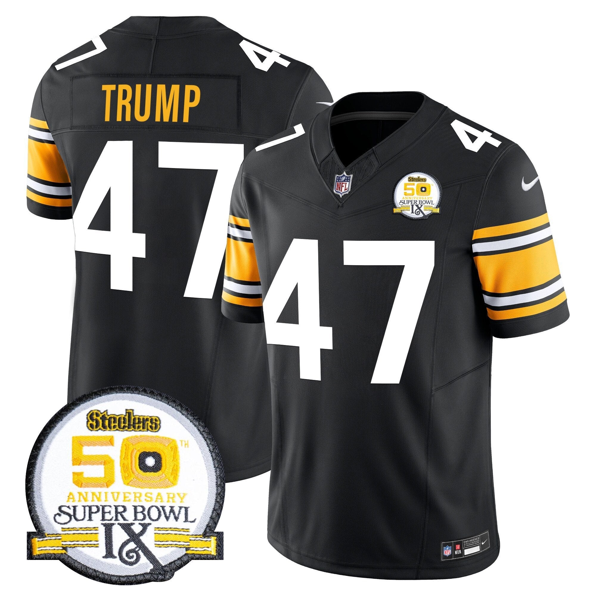 Pittsburgh Steelers Throwback 2024 Vapor Limited Jersey – All Stitched – 1975 Throwback – Donald Trump Jersey