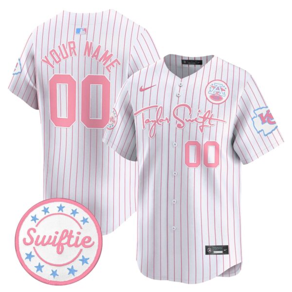 Chiefs Taylor Swift Bubblegum Pink Vapor Premier Limited Custom Jersey – All Stitched – Pinstripe Jersey