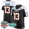 Dolphins Shula 347 Patch Vapor Limited Jersey V2 – All Stitched – Black Alternate – Dan Marino Jersey