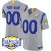 Los Angeles Rams 2024 NFC West Division Champions Vapor Limited Custom Jersey – All Stitched – Gray Jersey